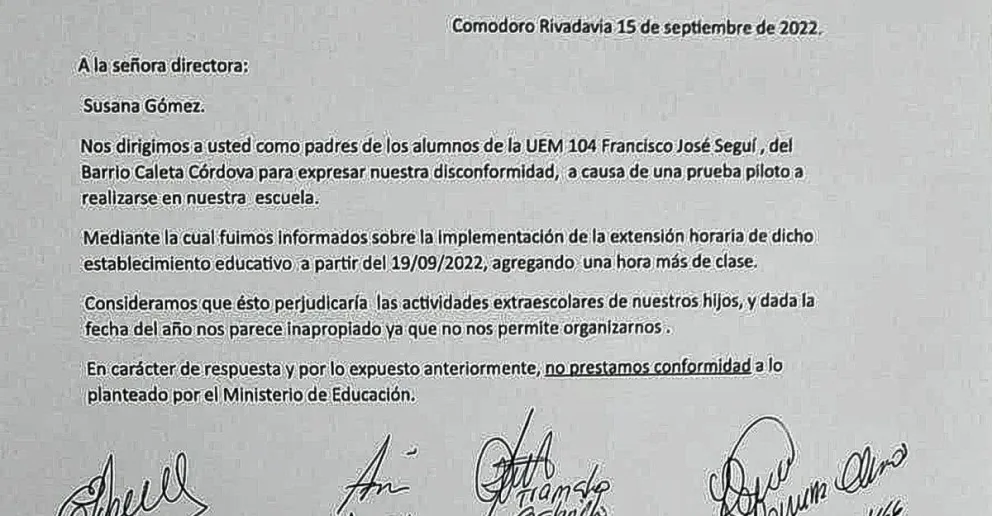 Padres de alumnos de la escuela 104 contra el “plan piloto” de la 5ta. hora