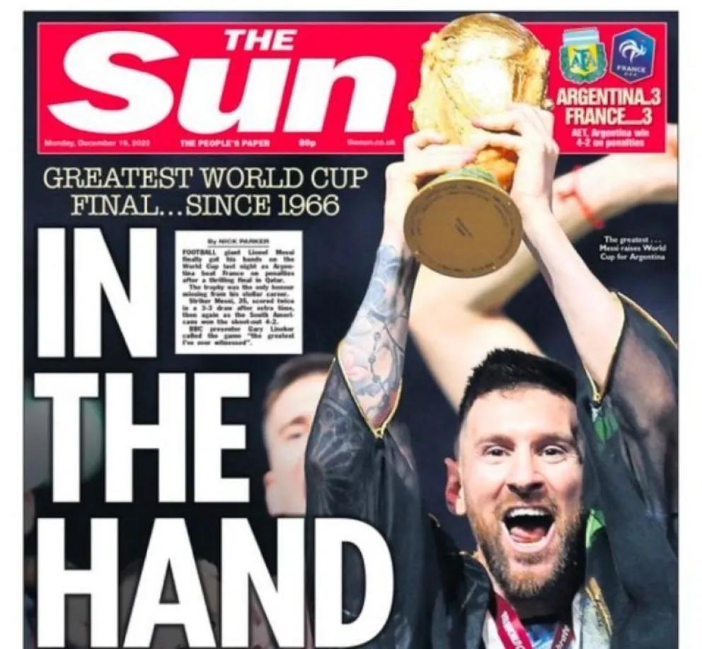 "En la mano de Dios", tituló el diario inglés The Sun
