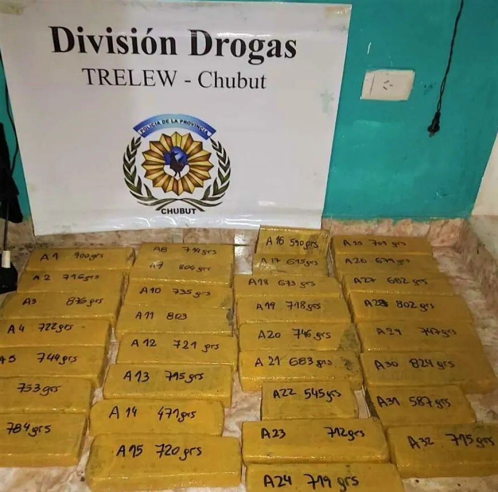 Traían a Trelew en un colectivo de línea más de 30 kilos de droga: dos pasajeros detenidos