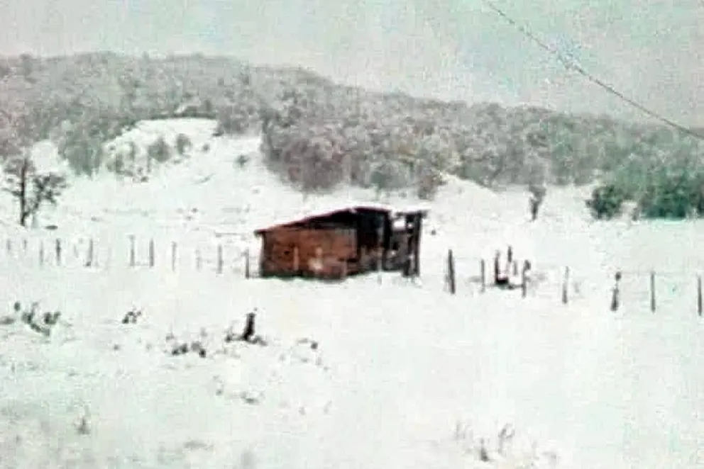 Mucha nieve en el paraje El Triana que une Comodoro y Coyhaique en Chile