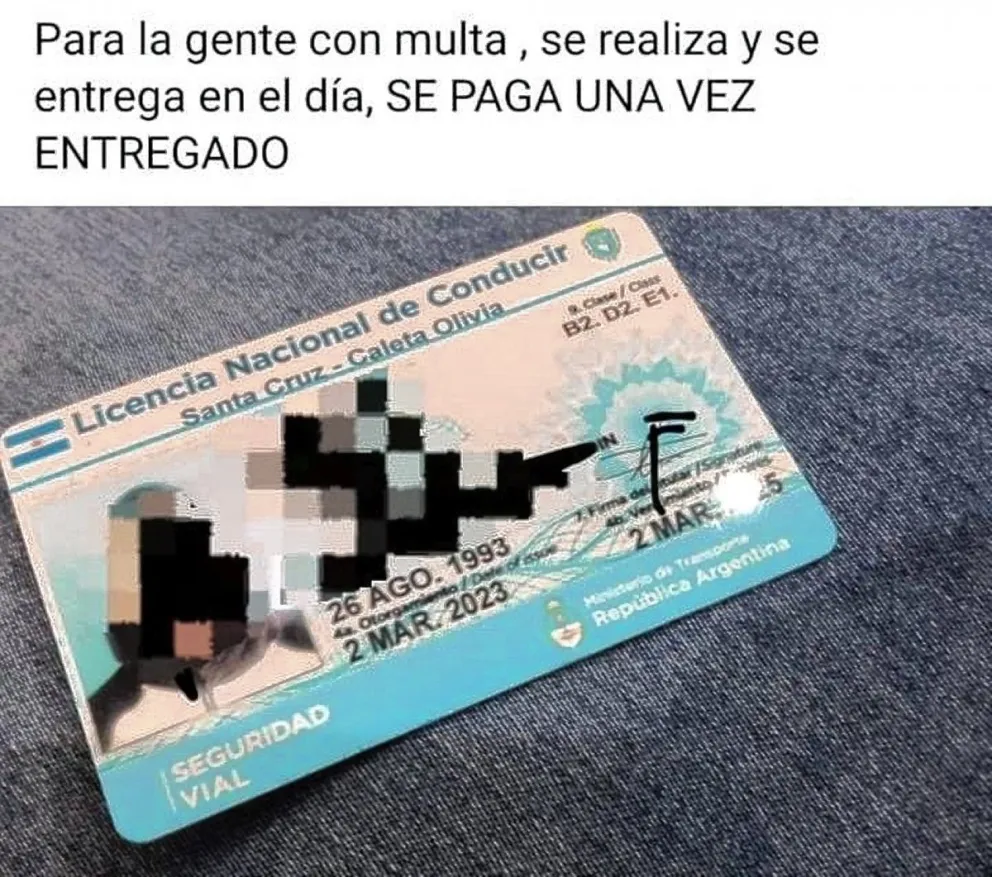 El Municipio de Caleta Olivia advierte sobre licencias de conducir ilegales tramitadas en redes